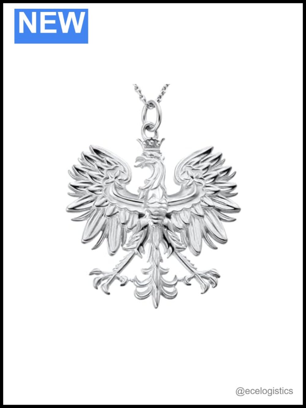 Sterling Silver Polish Eagle Pendant Necklace Handmade Jewelry